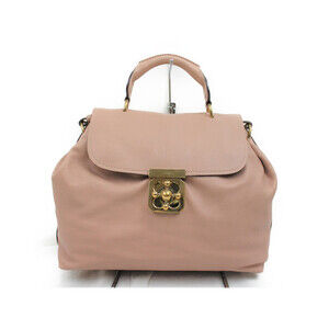 CHLOE Elsie Handbag Shoulder Bag Beige Tan Leather